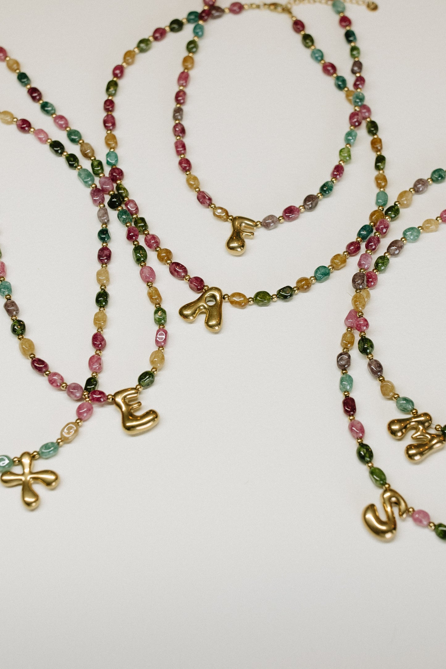 Bubble Letter Colorful Initial Necklace A-Z