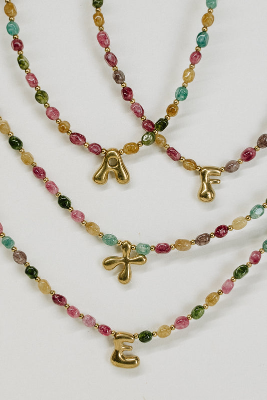 Bubble Letter Colorful Initial Necklace A-Z